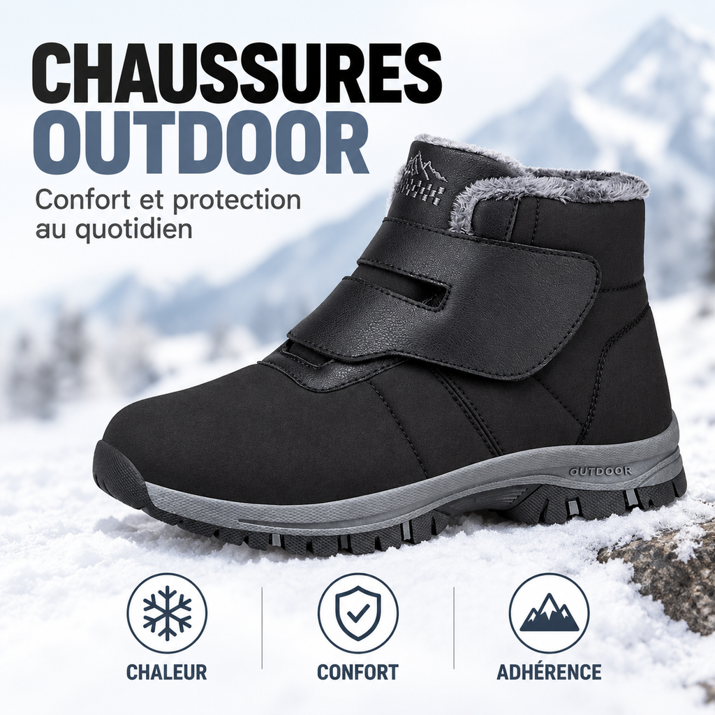 Bottines d'Hiver Homme Fourrées Ajustables