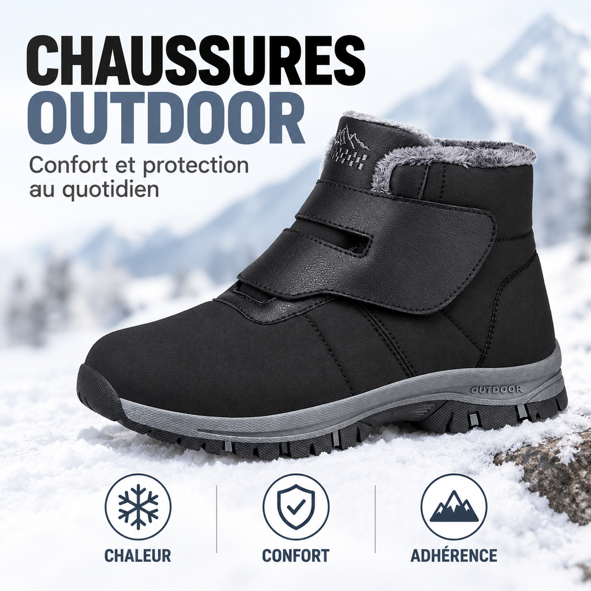 Bottines d'Hiver Homme Fourrées Ajustables
