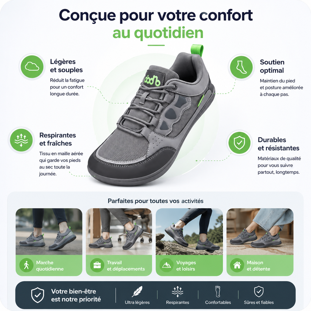 Chaussures Barefoot Légères Respirantes Bout Large