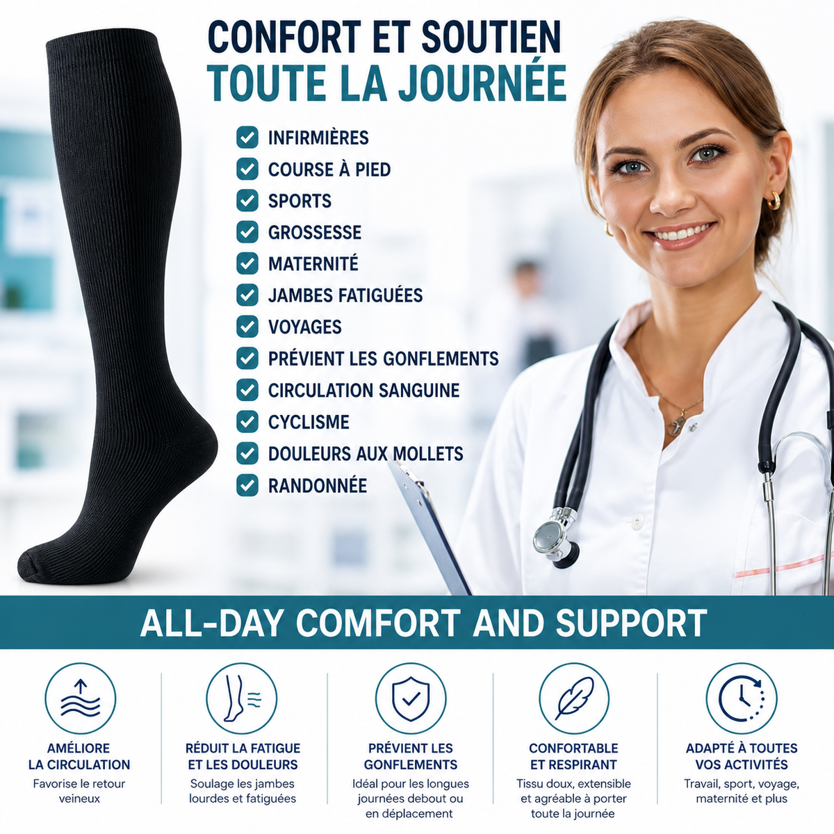 Chaussette de Compression Confort Quotidien