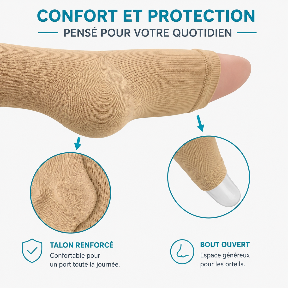 Bas de Compression à Fermeture Facile