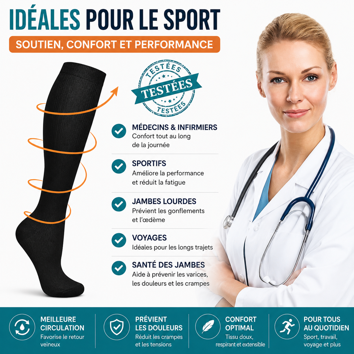 Chaussettes Anti-fatigue Veineuse