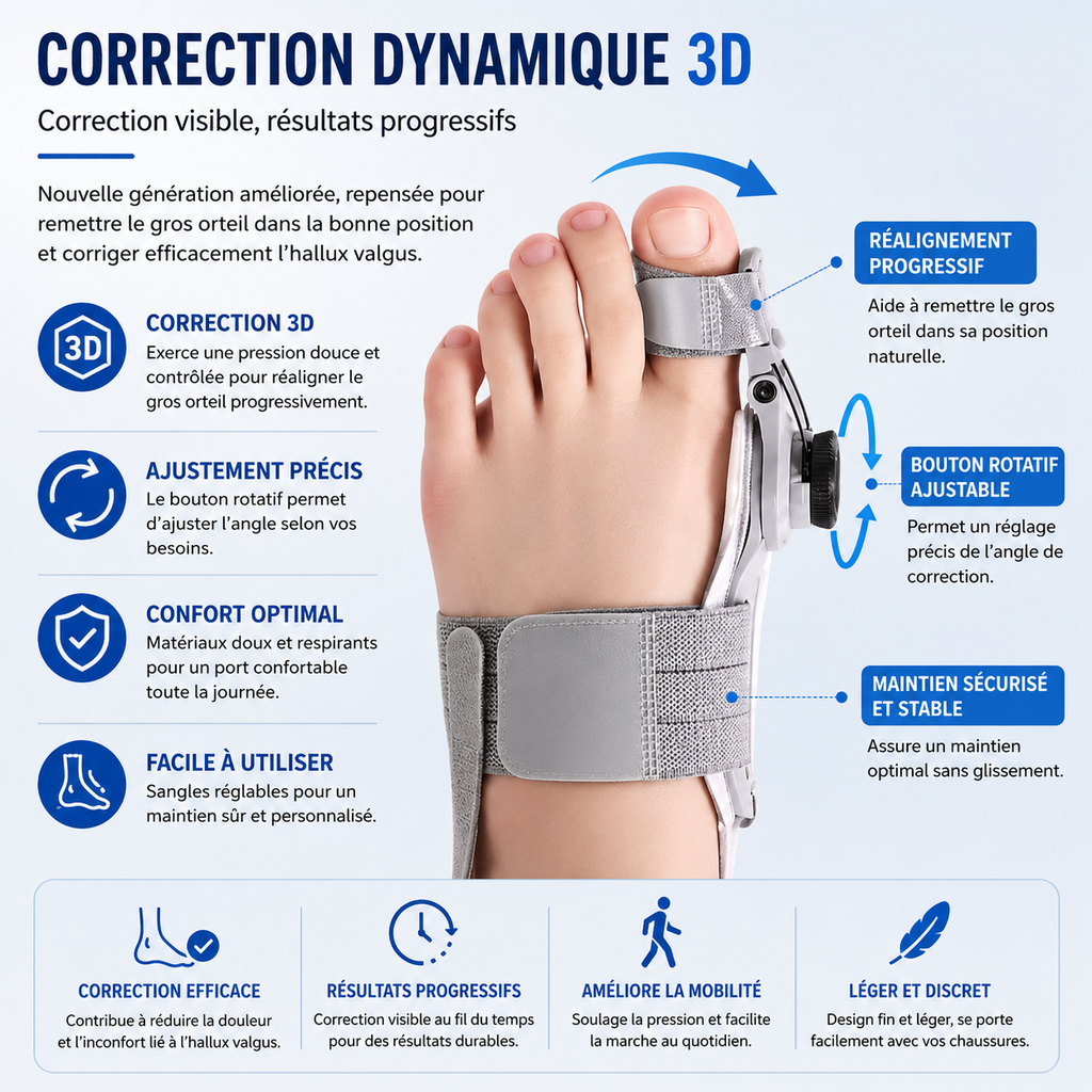 Attelle Hallux Valgus Ajustement Progressif