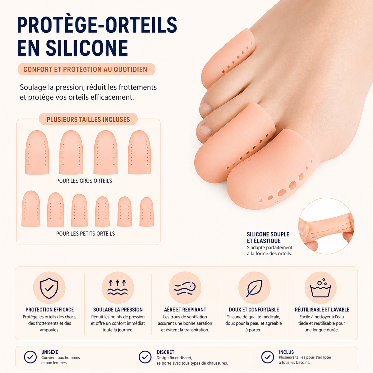 Protection Orteils Silicone Respirante