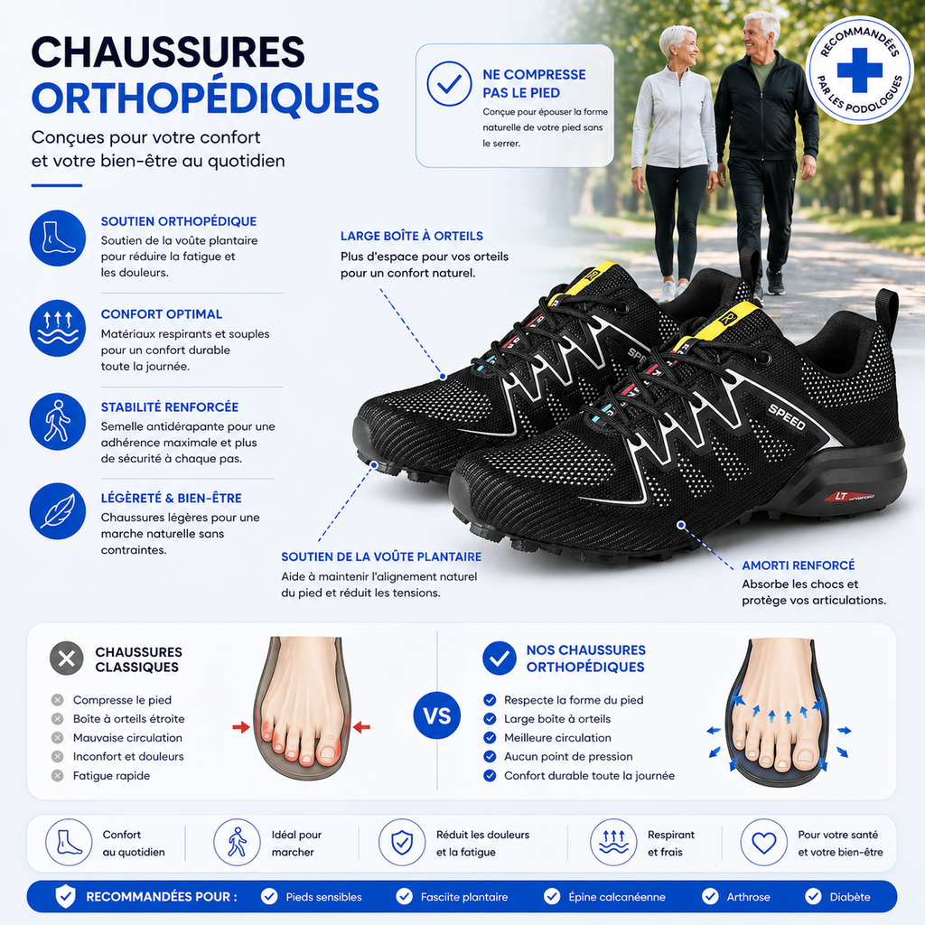 Chaussures Orthopédiques Homme Respirantes