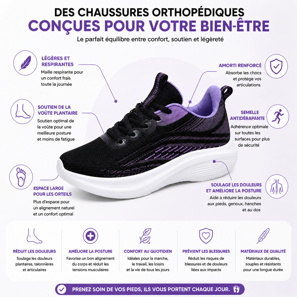 Chaussures Orthopédiques Confort Légères et Respirantes
