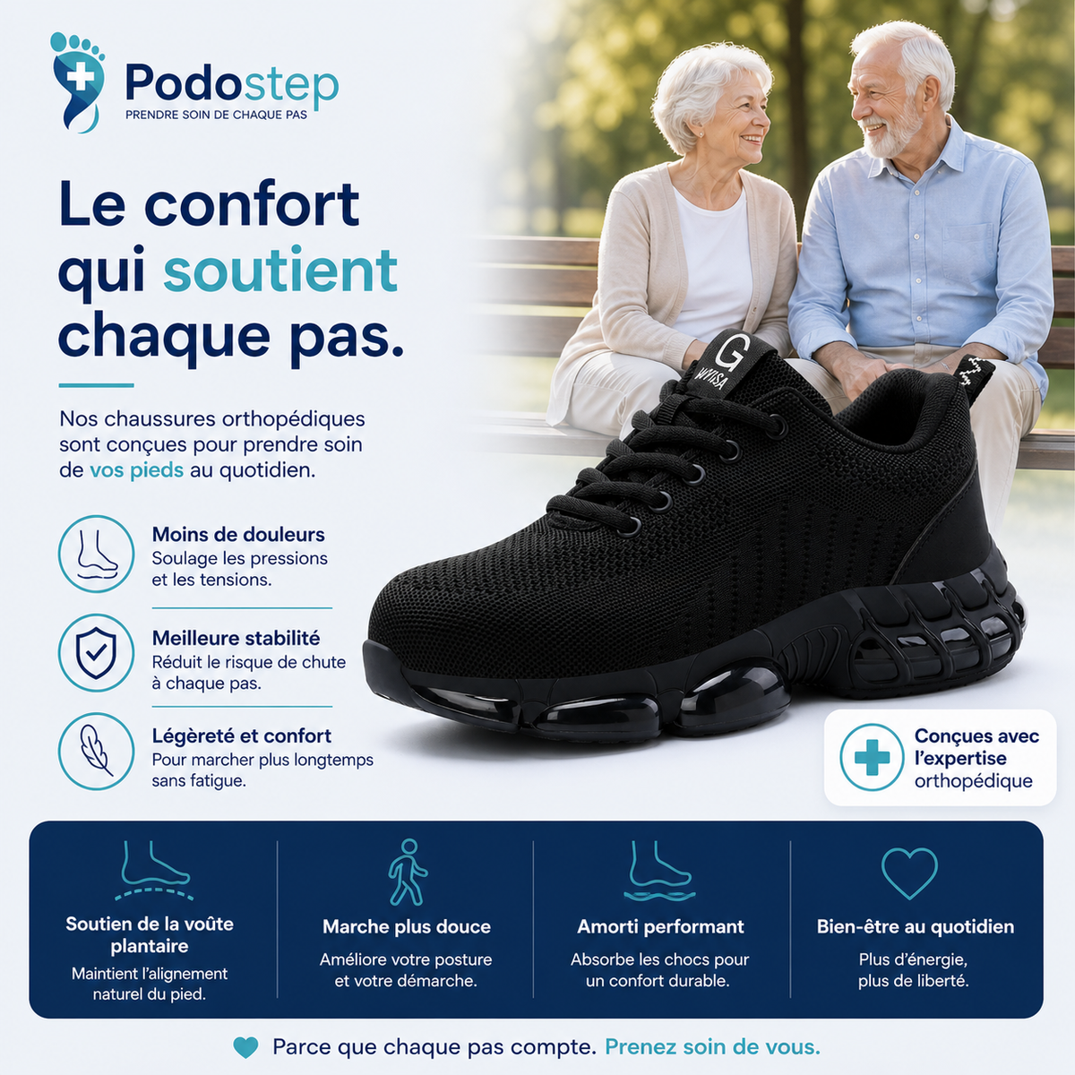 Chaussures Orthopédiques Amorti Renforcé pour la Marche