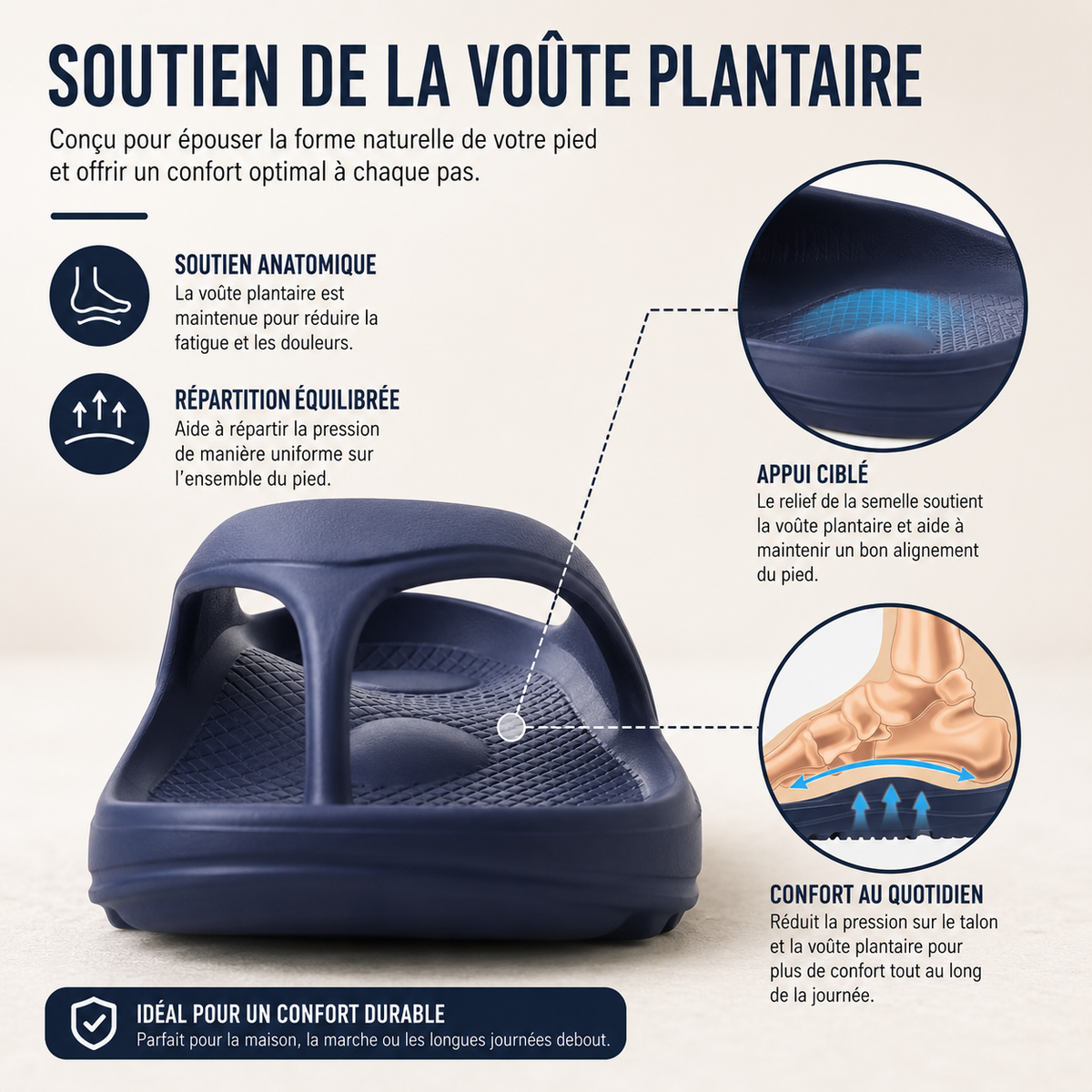 Claquettes Orthopédiques Confort Amorti Pieds Sensibles