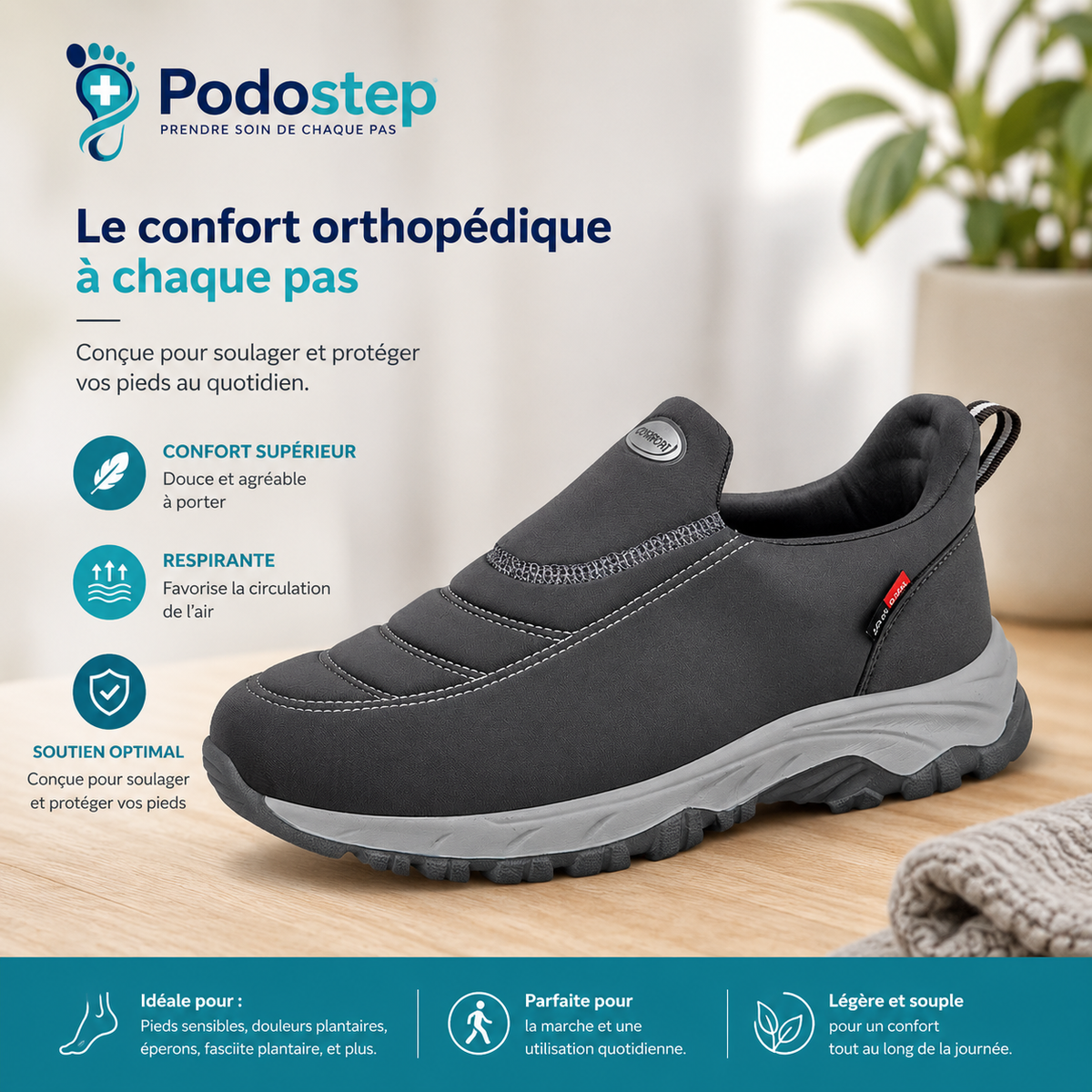 Chaussures Orthopédiques Confort Faciles à Enfiler