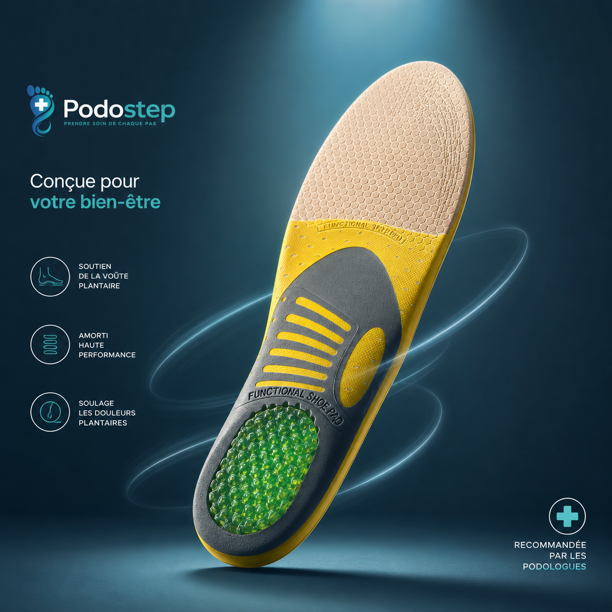 Semelles Orthopédiques Gel Confort et Soutien Voûte Plantaire