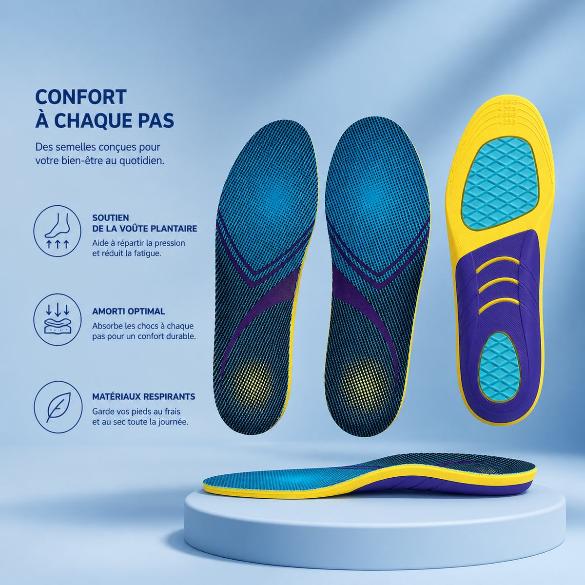 Semelles Sport Amorti Dynamique et Maintien Actif