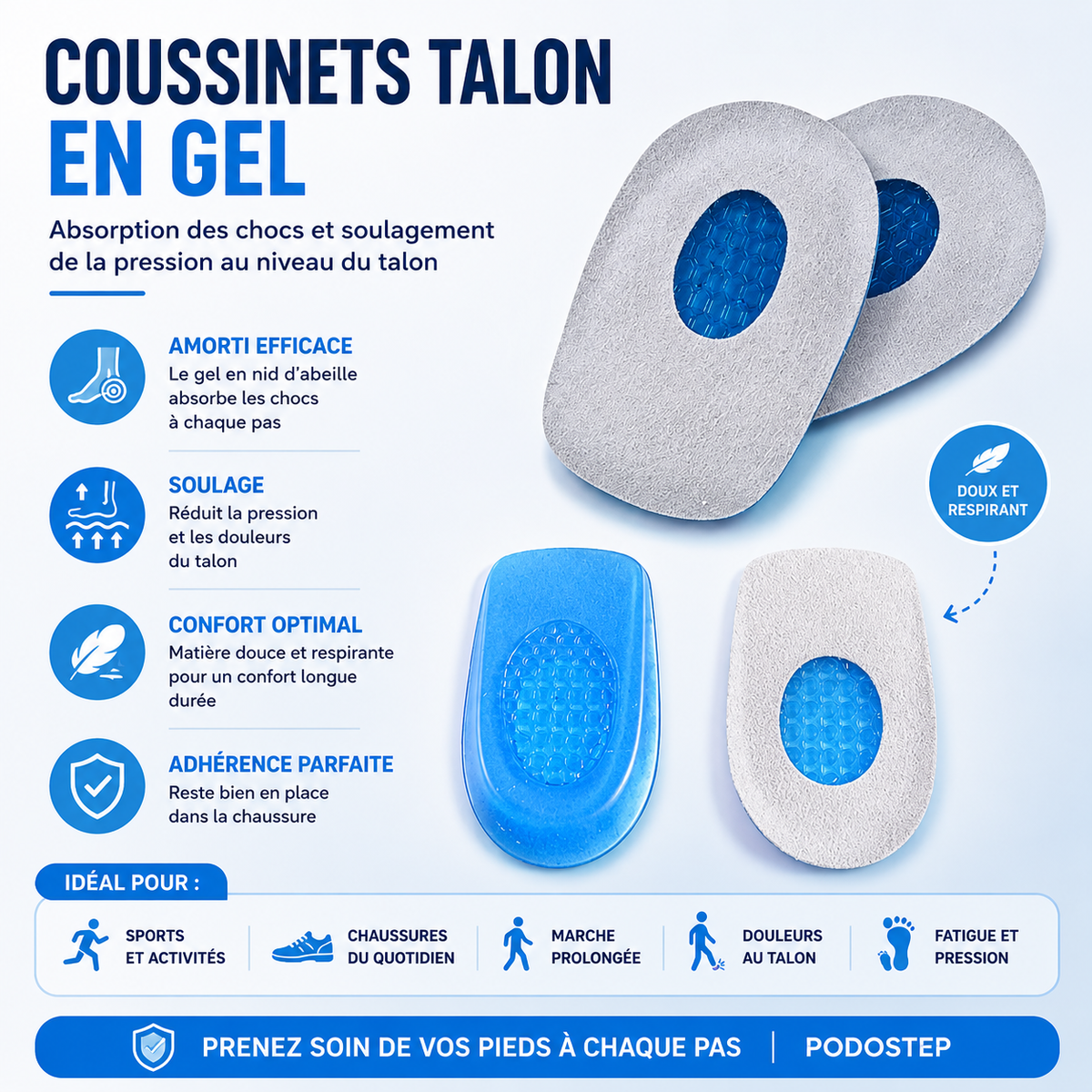 Talonnette Gel Tendinite Achille et Douleur au Talon