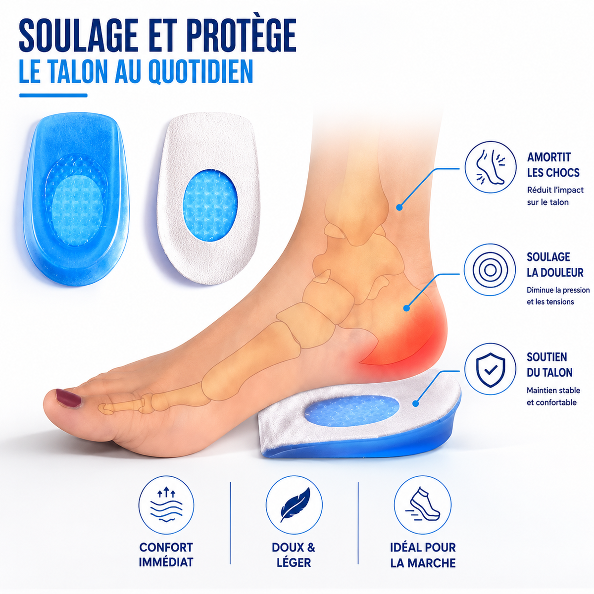 Talonnette Gel Tendinite Achille et Douleur au Talon