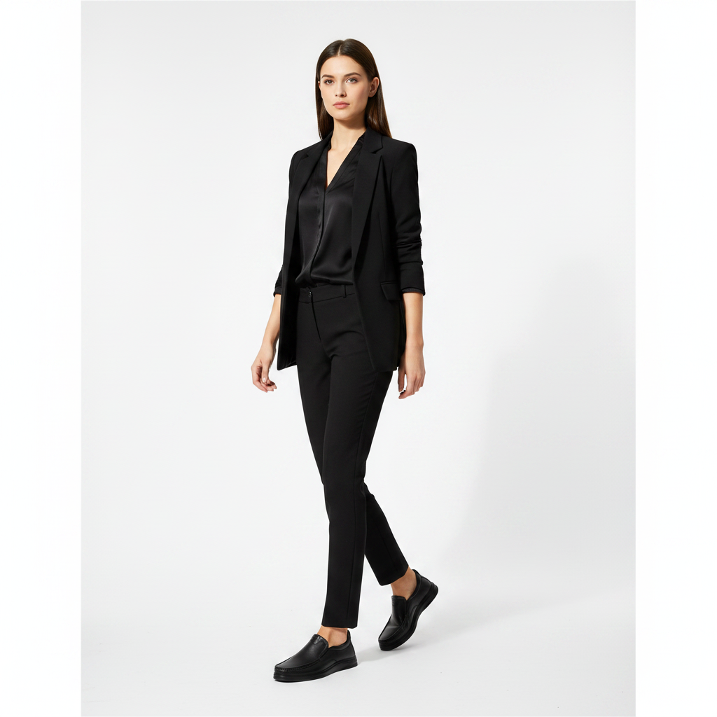 Femme - corps entier - mocassin cuir noir