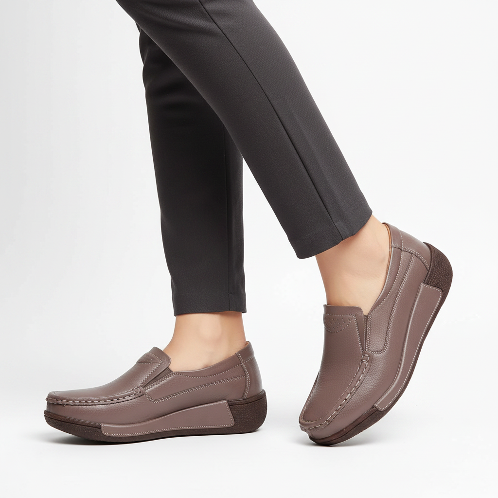 Femme - semelle visible - mocassin taupe