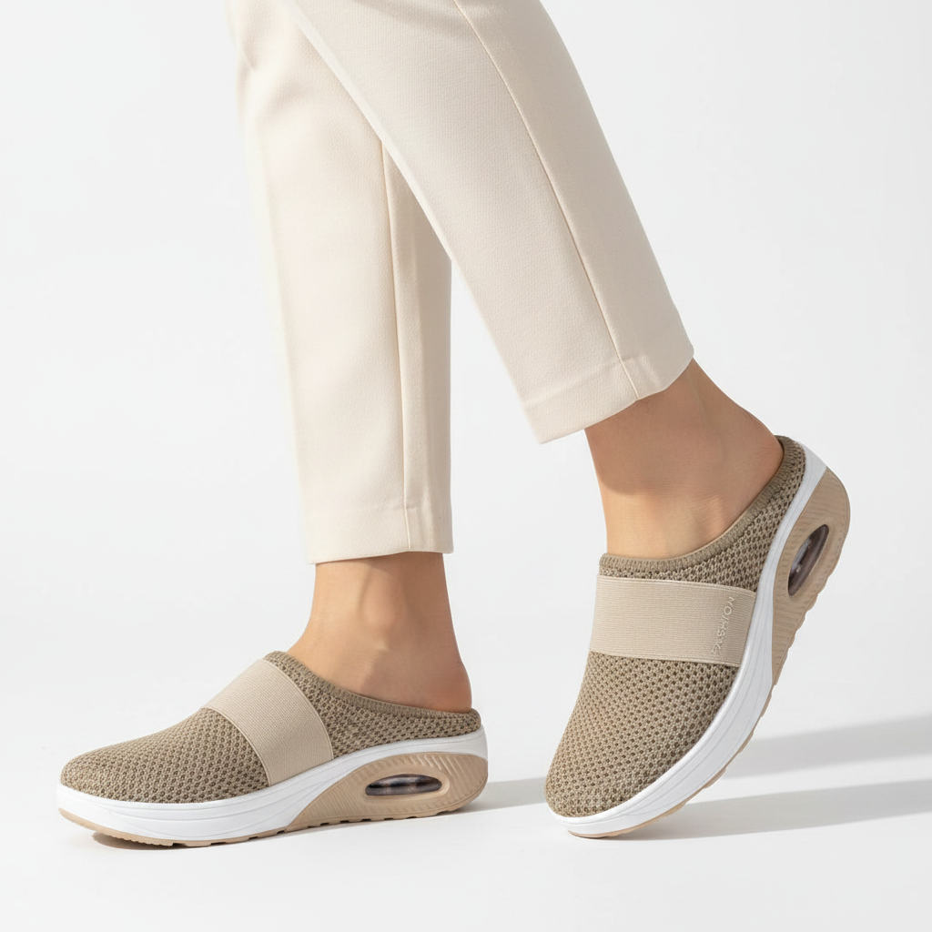 Femme - semelle visible - mule beige