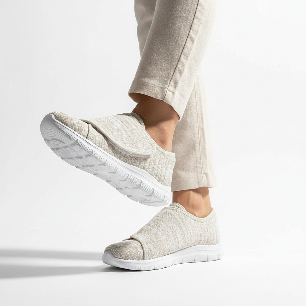Femme - semelle visible - sneaker beige velcro