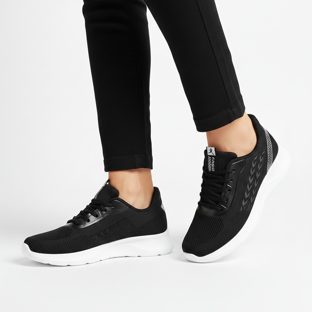 Femme - semelle visible - sneaker noire blanche