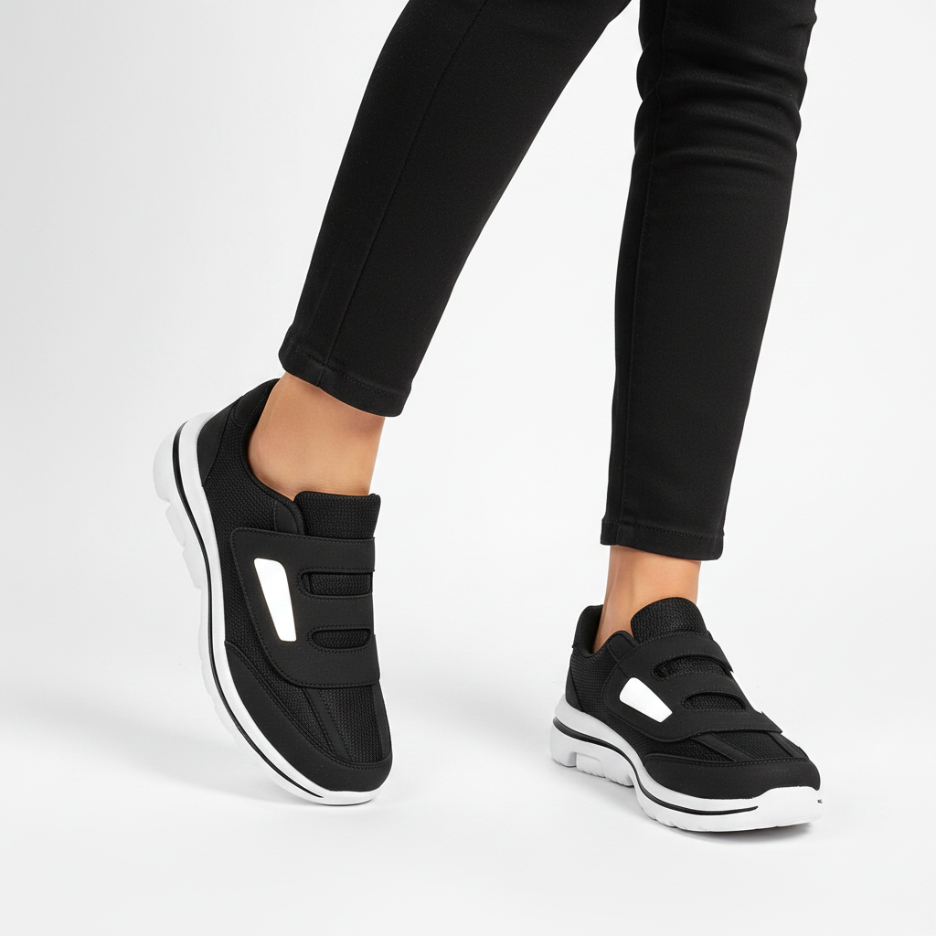 Femme - semelle visible - sneaker noire velcro