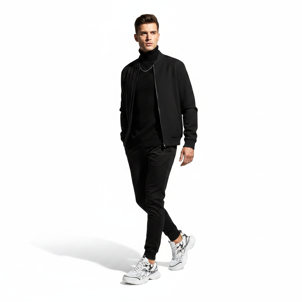 Homme - corps entier - chunky sneaker blanche noire