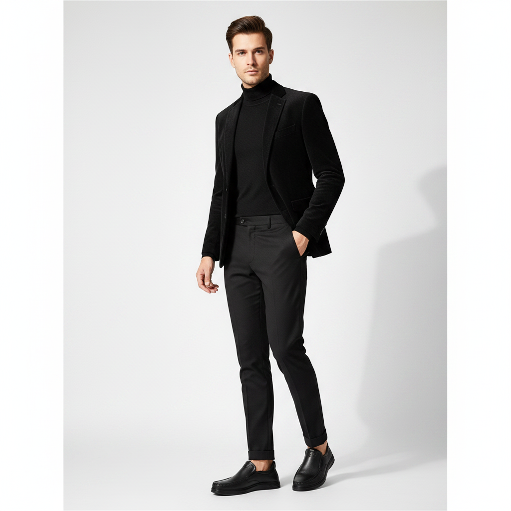 Homme - corps entier - mocassin cuir noir
