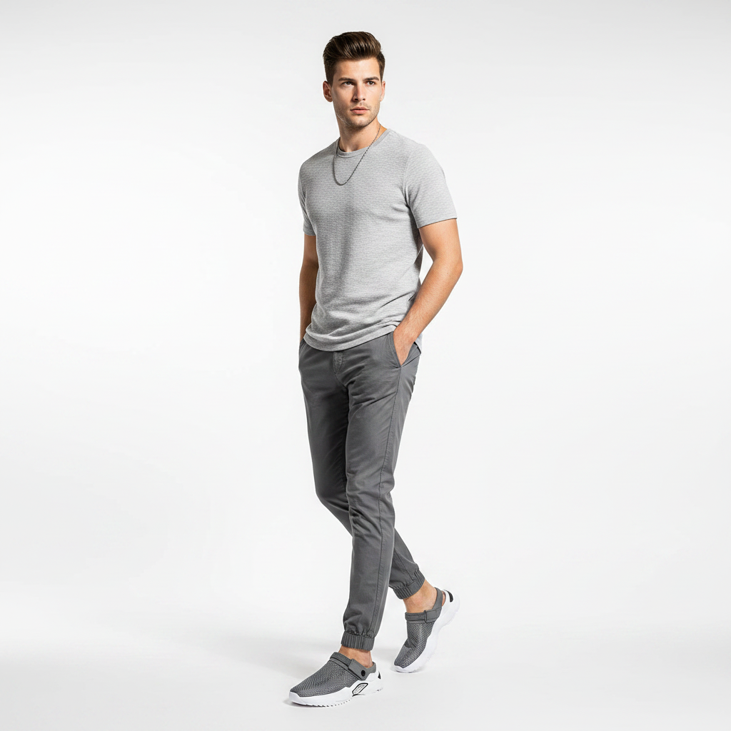Homme - corps entier - mule grise mesh running