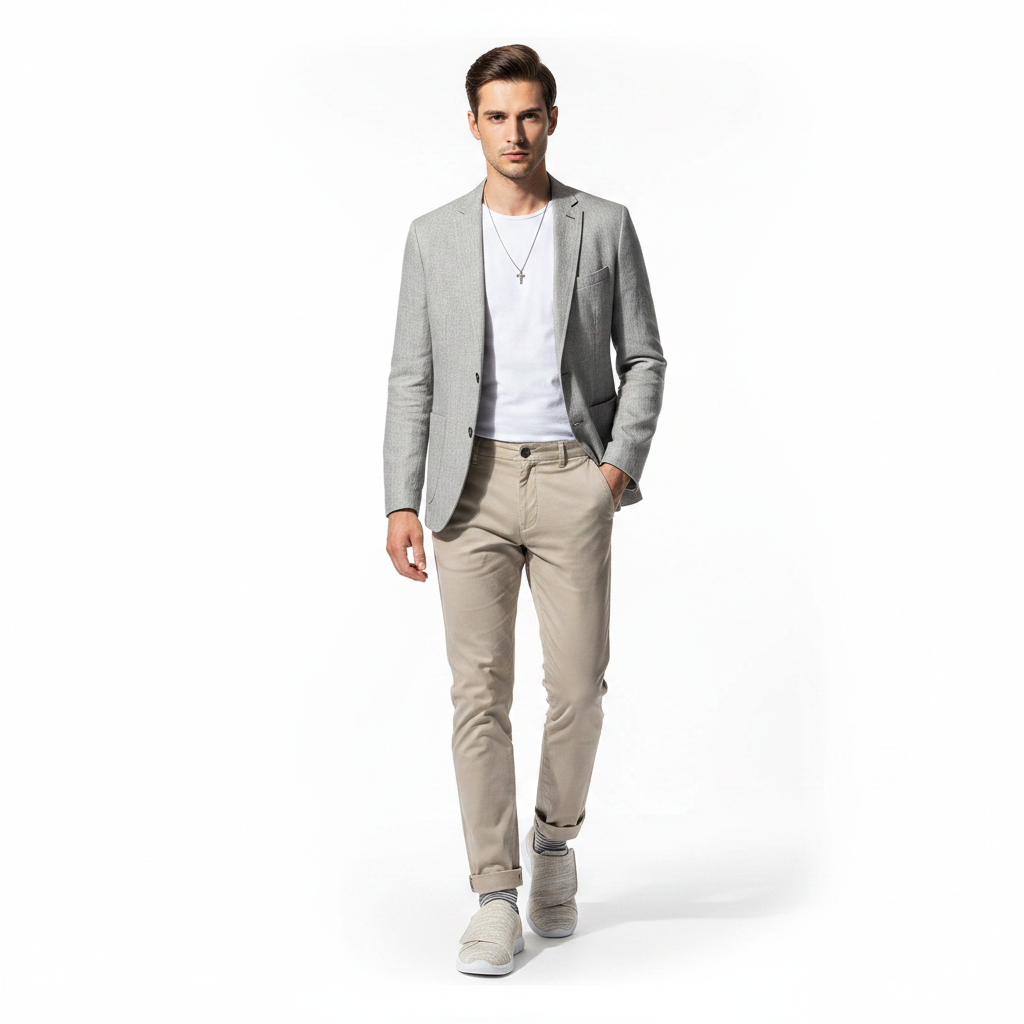 Homme - corps entier - sneaker beige velcro