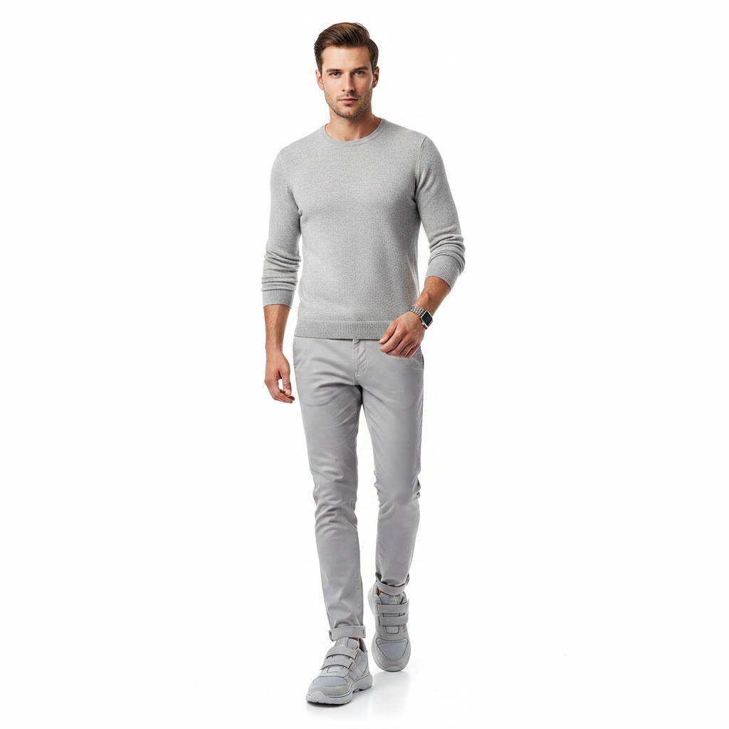 Homme - corps entier - sneaker grise velcro