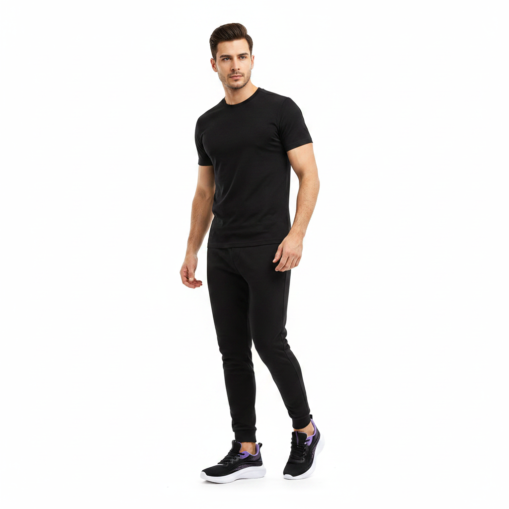 Homme - corps entier - sneaker noire violette