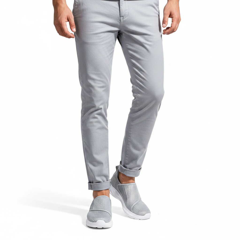 Homme - gros plan pieds - sneaker grise mesh