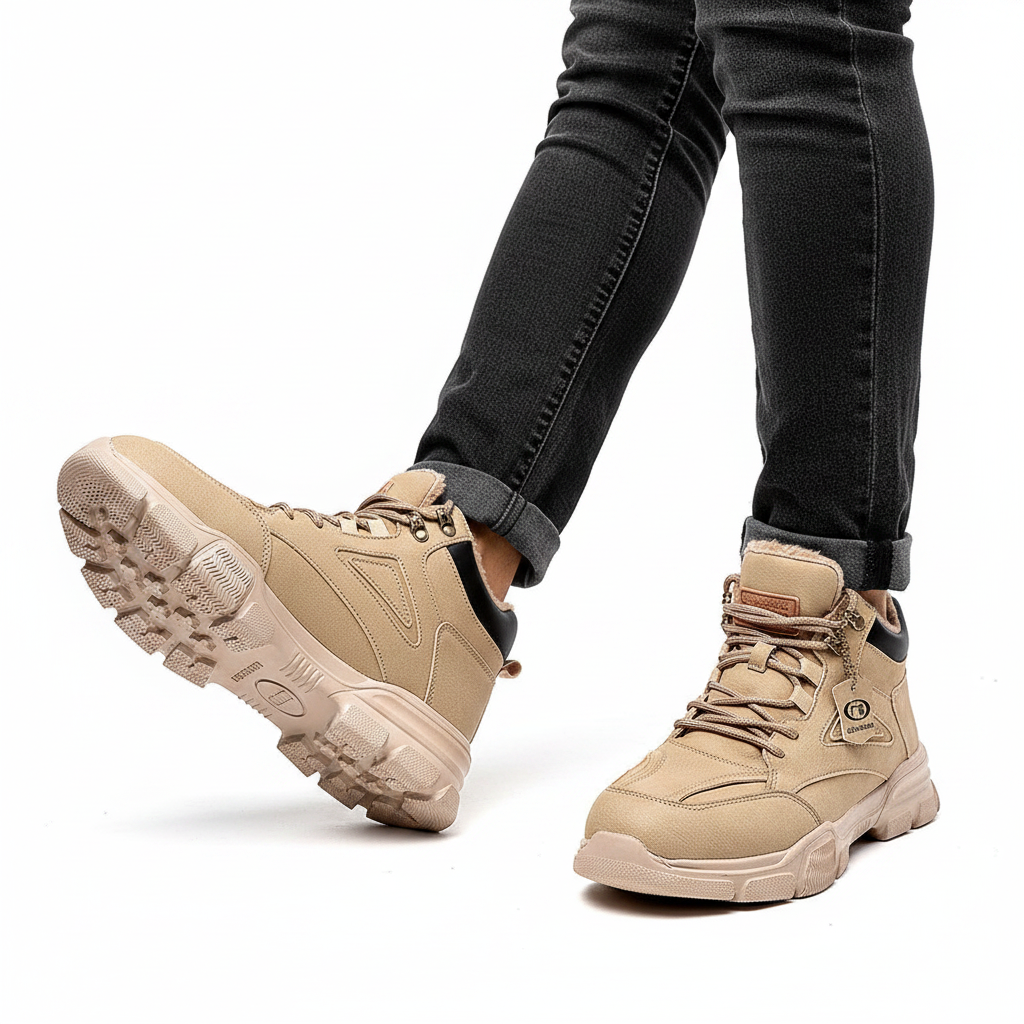 Homme - semelle visible - boot camel fourrée