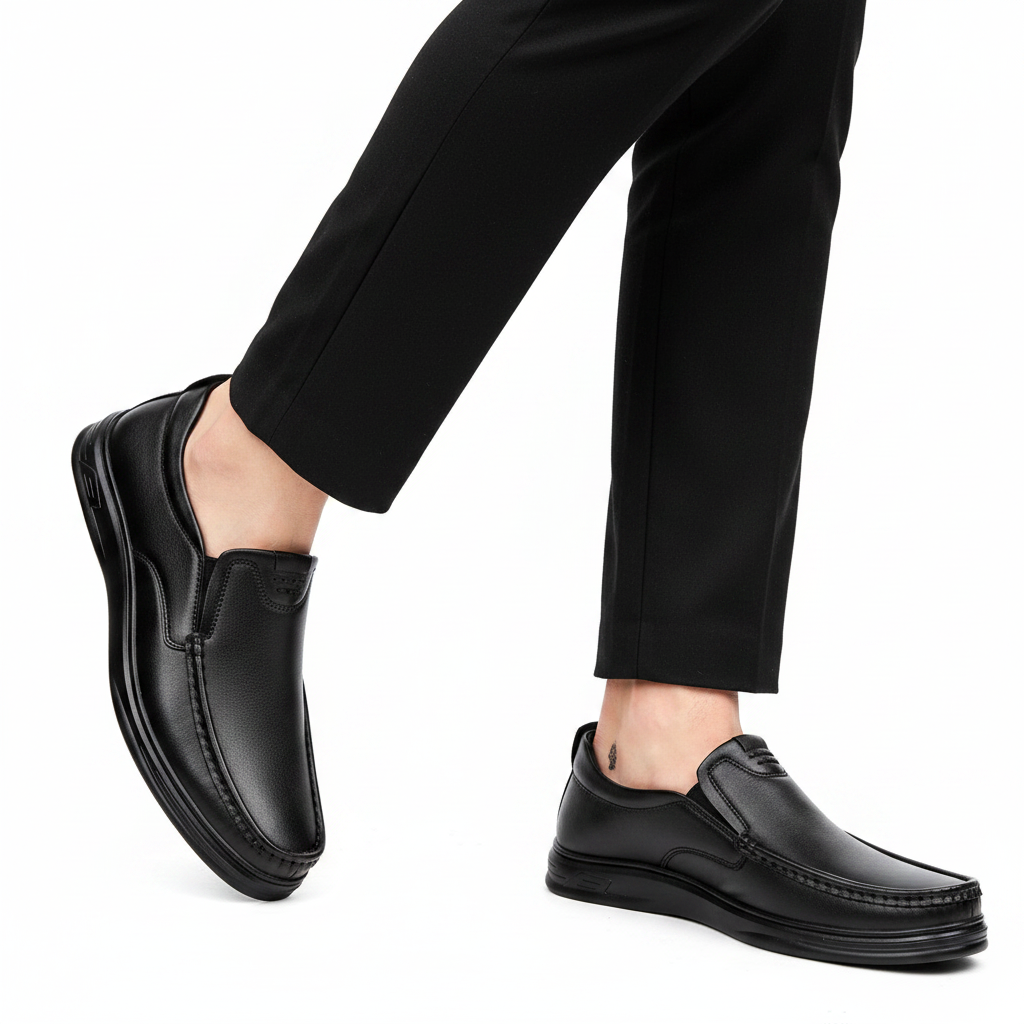 Homme - semelle visible - mocassin cuir noir