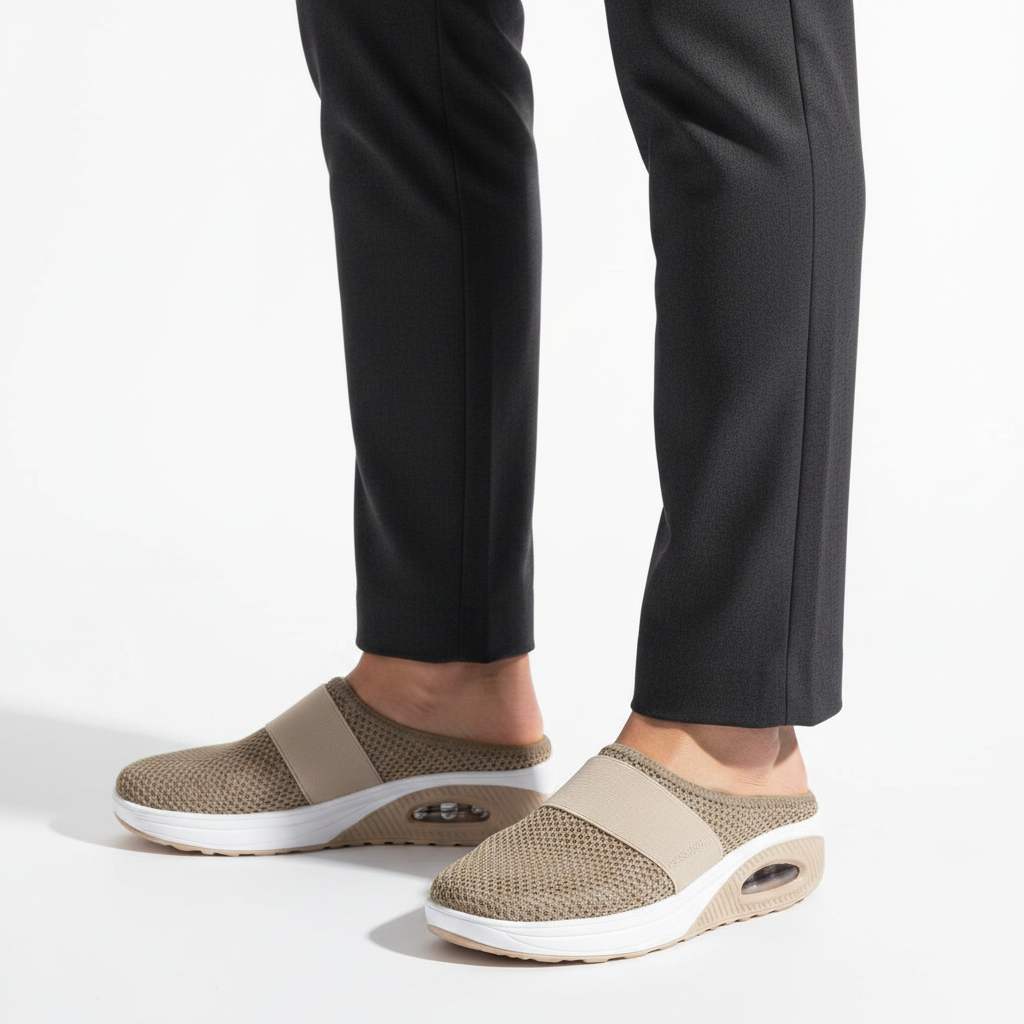 Homme - semelle visible - mule beige
