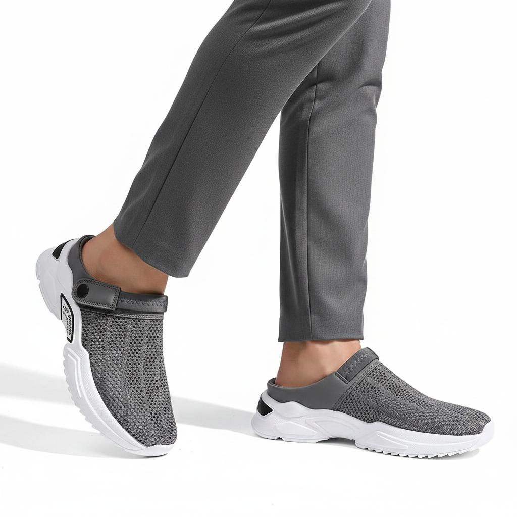 Homme - semelle visible - mule grise mesh running