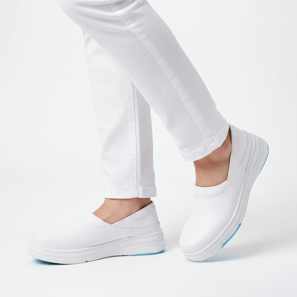 Homme - semelle visible - slip-on blanc pro