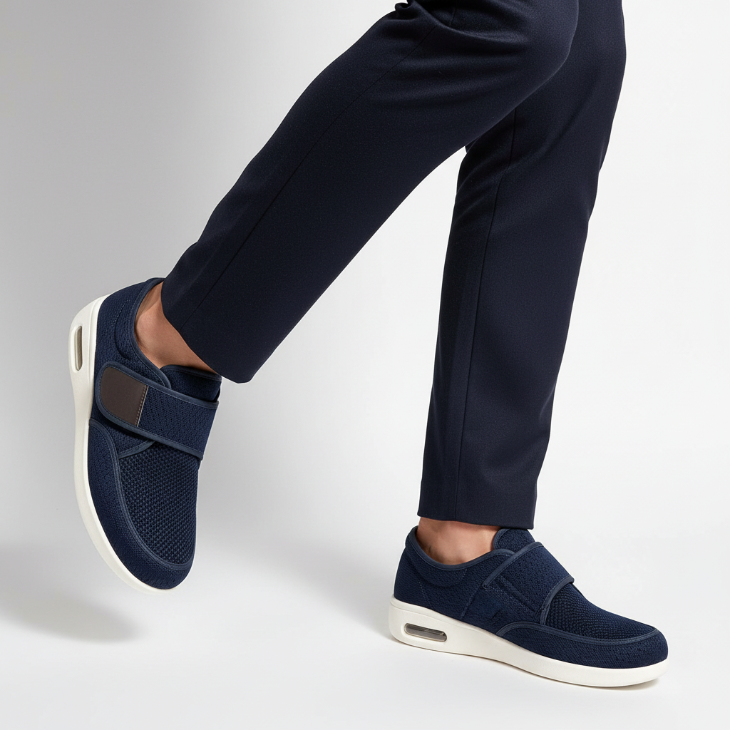 Homme - semelle visible - sneaker marine velcro air
