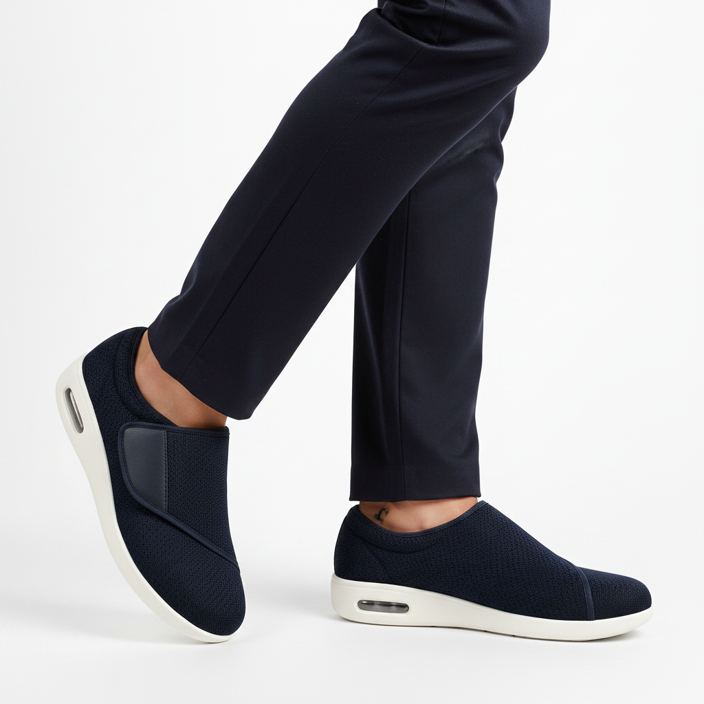 Homme - semelle visible - sneaker marine velcro
