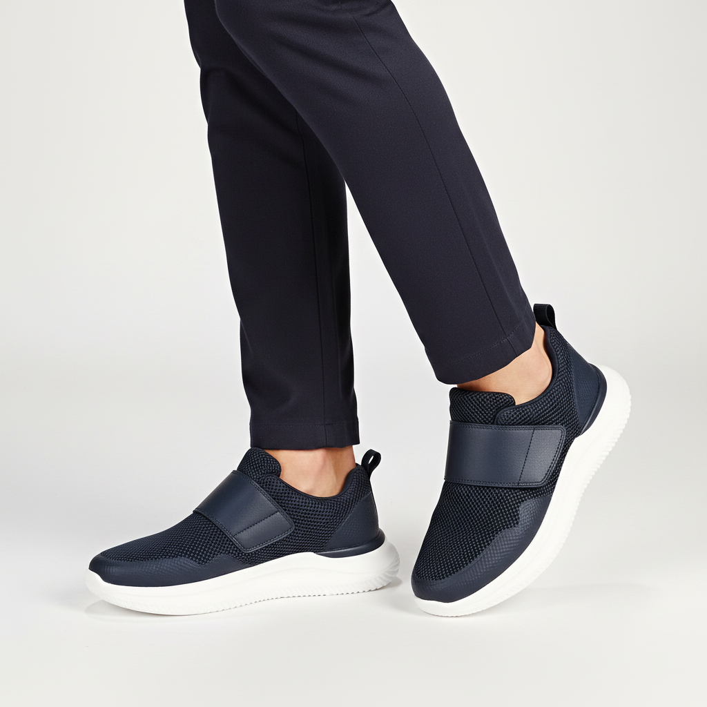 Homme - semelle visible - sneaker marine velcro