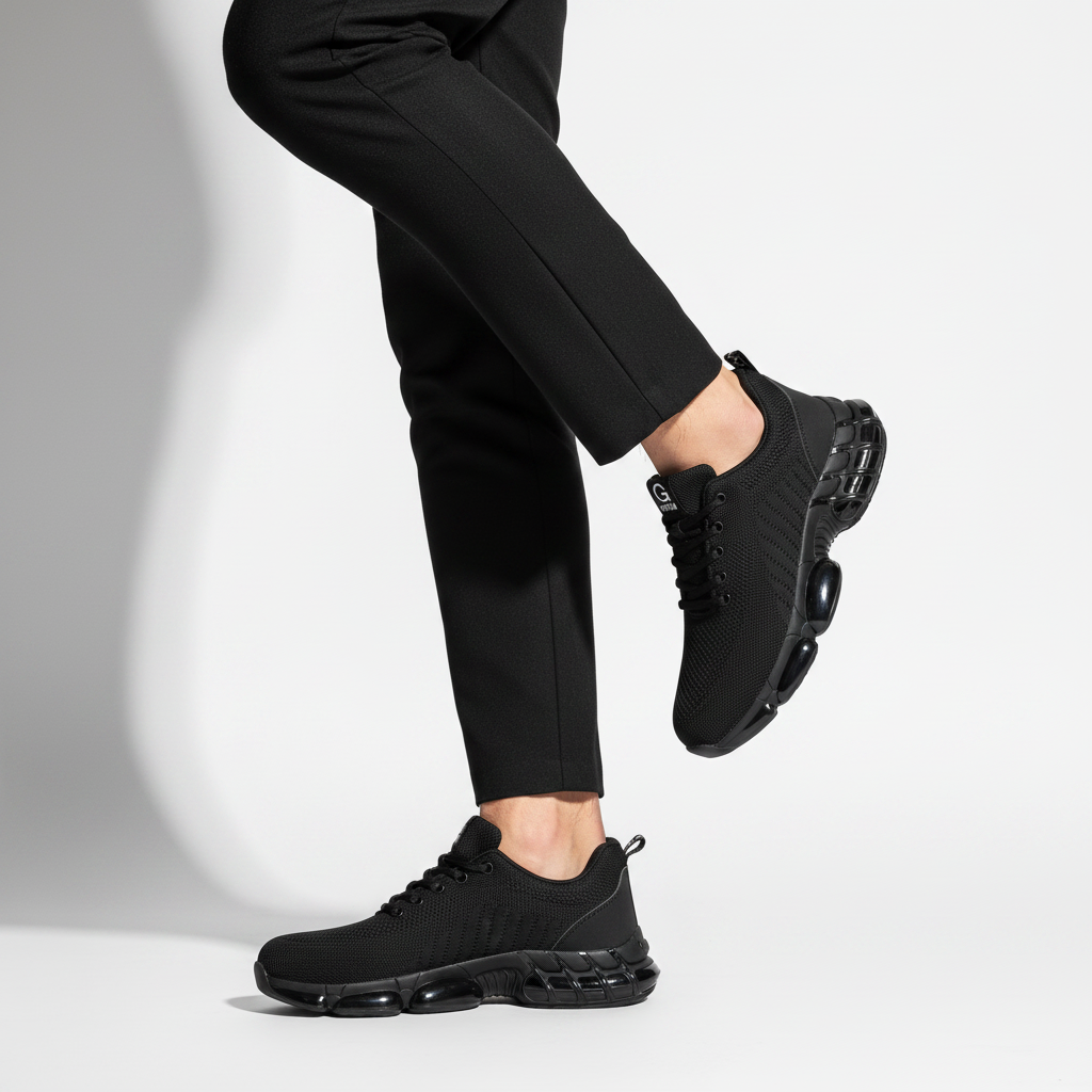 Homme - semelle visible - sneaker noire bulle