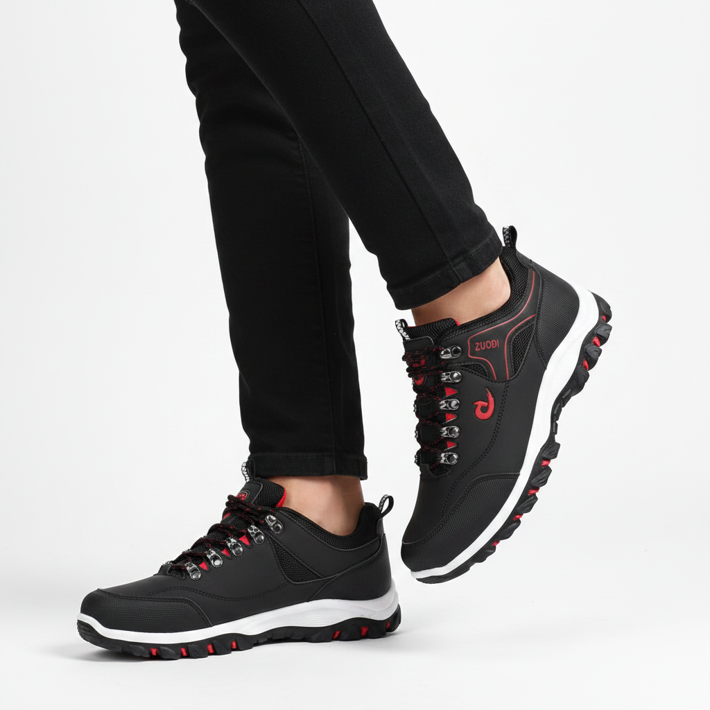 Homme - semelle visible - sneaker noire rouge