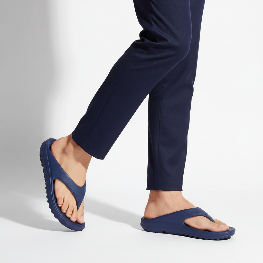 Homme - semelle visible - tong EVA marine