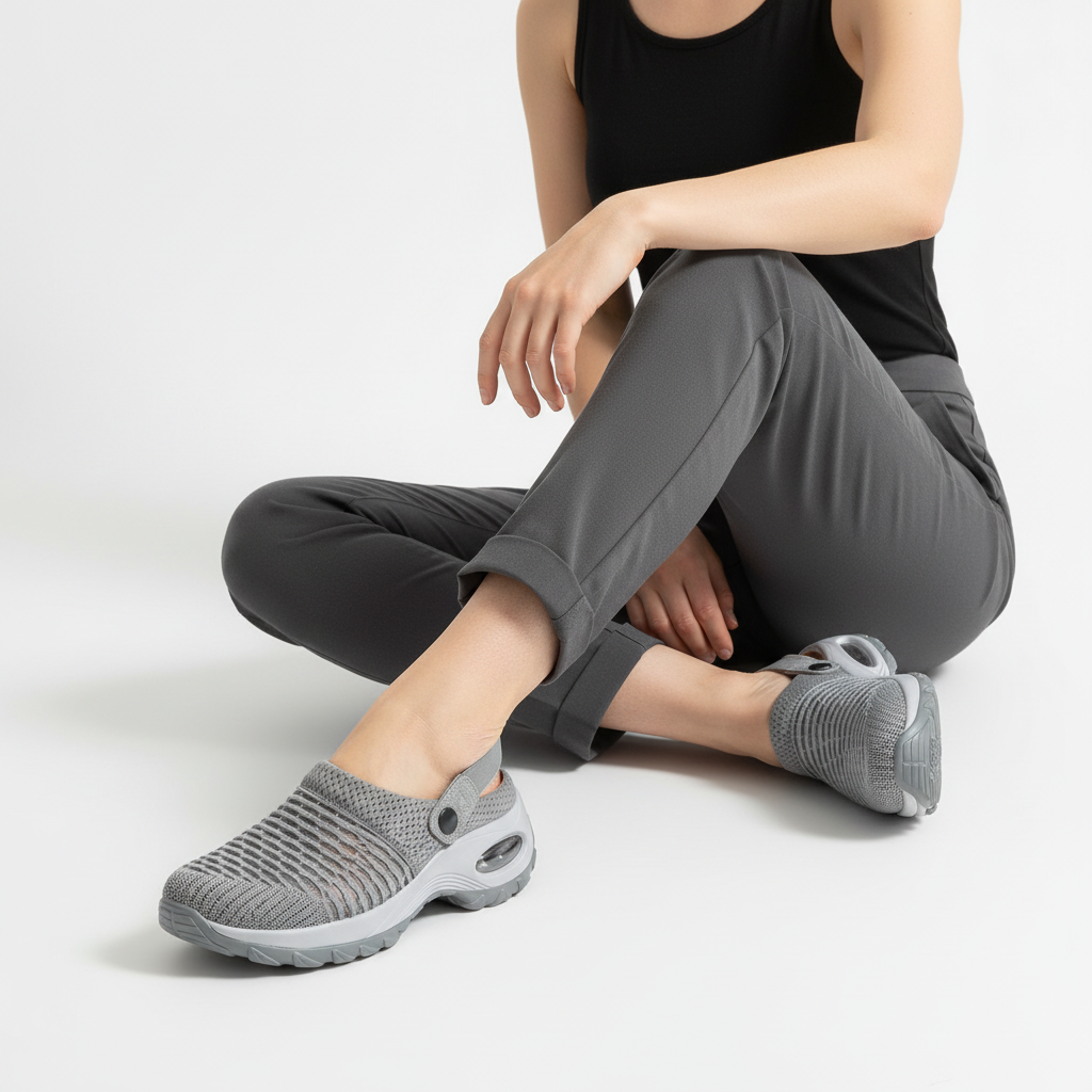 Mule grise femme pose 3