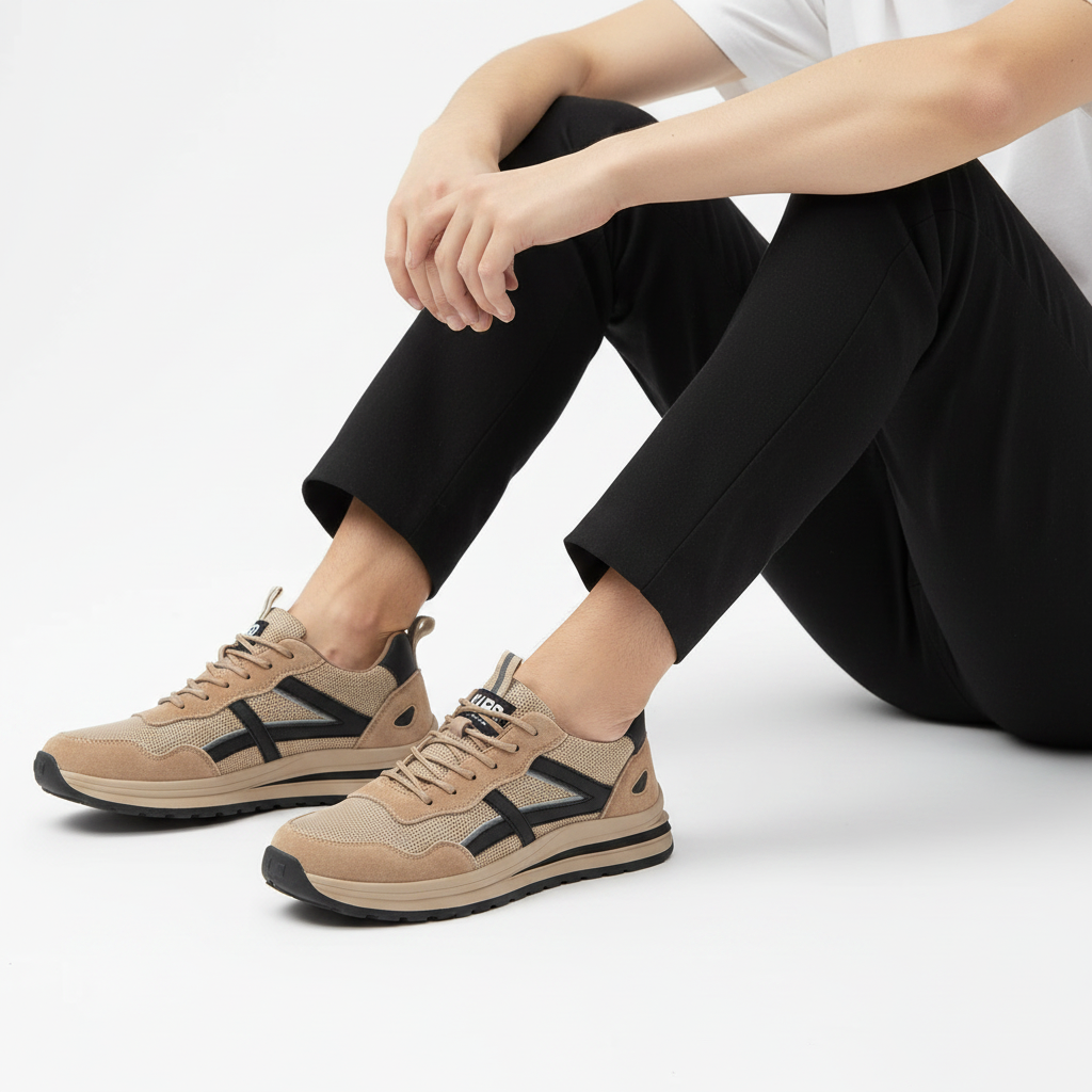 Sneaker beige noire bas - 1