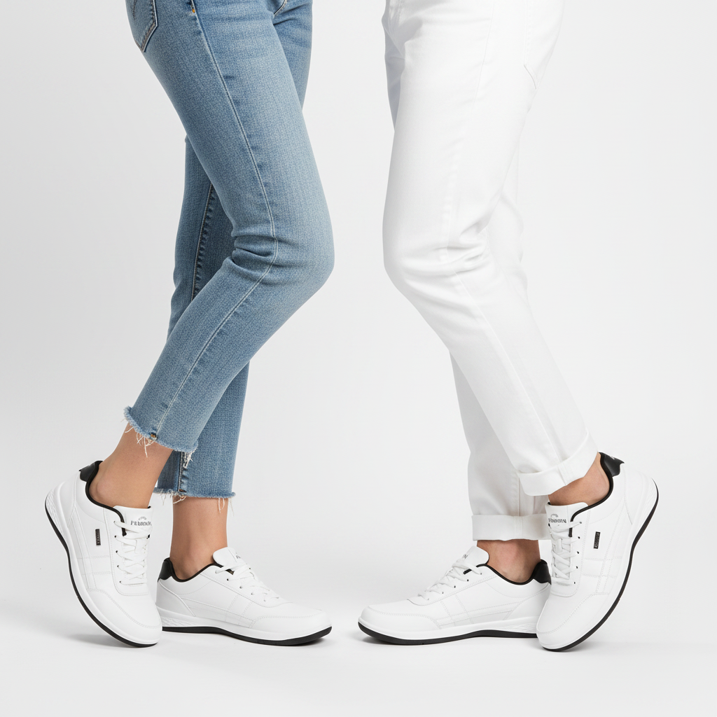 Sneaker blanche noire couple bas - 3