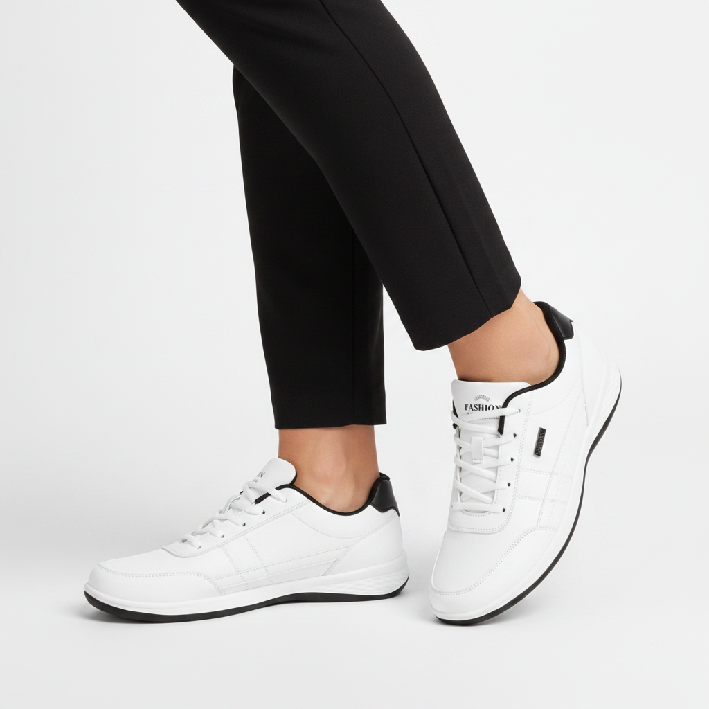 Sneaker blanche noire femme bas - 2