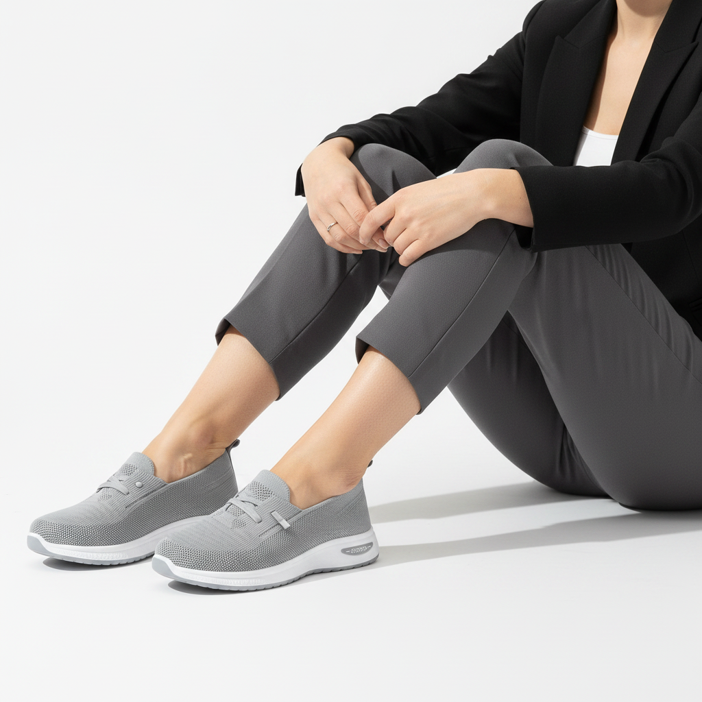 Sneaker grise slip-on femme bas - 1