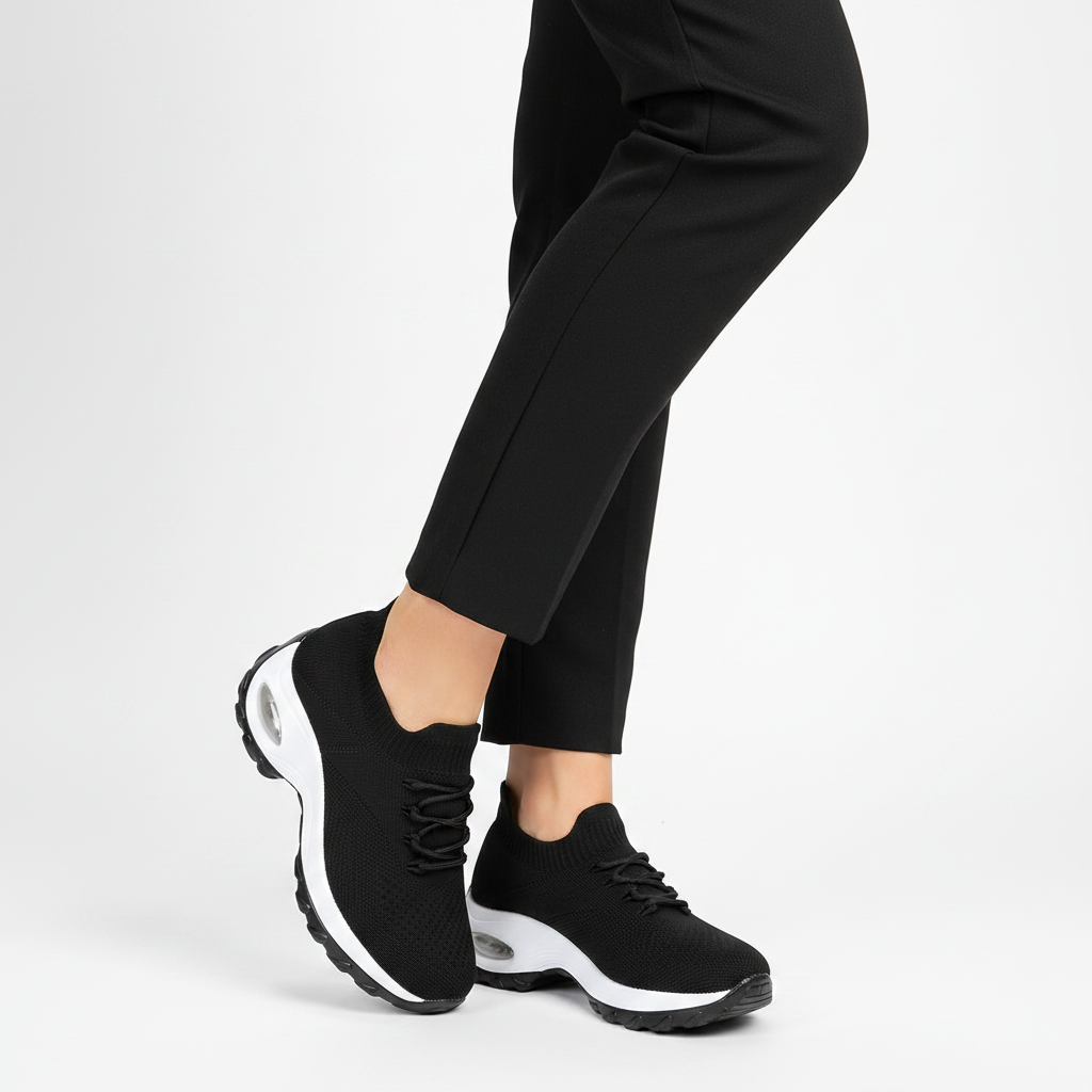 Sneaker noire plateforme femme - 1