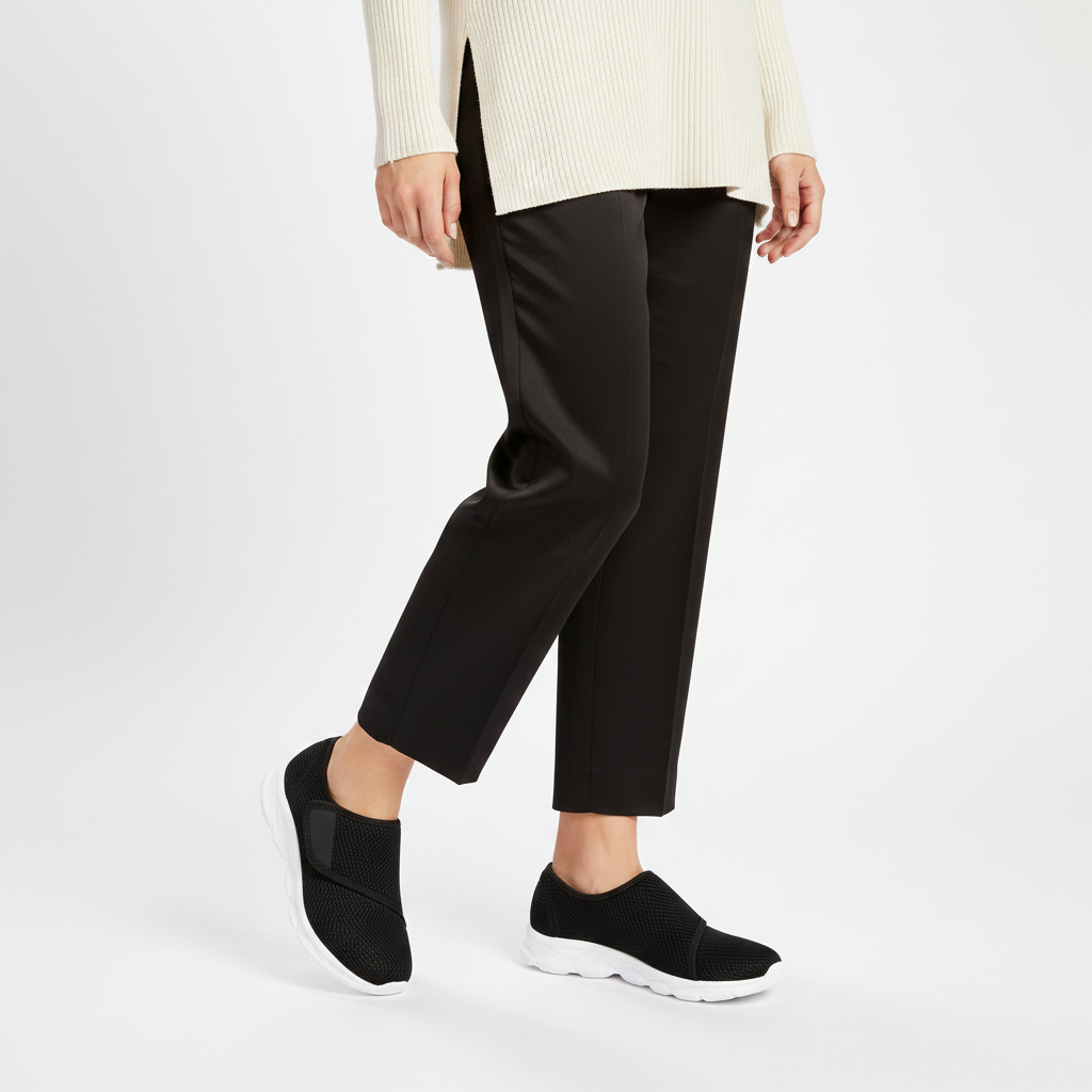 Sneaker noire velcro femme - 1