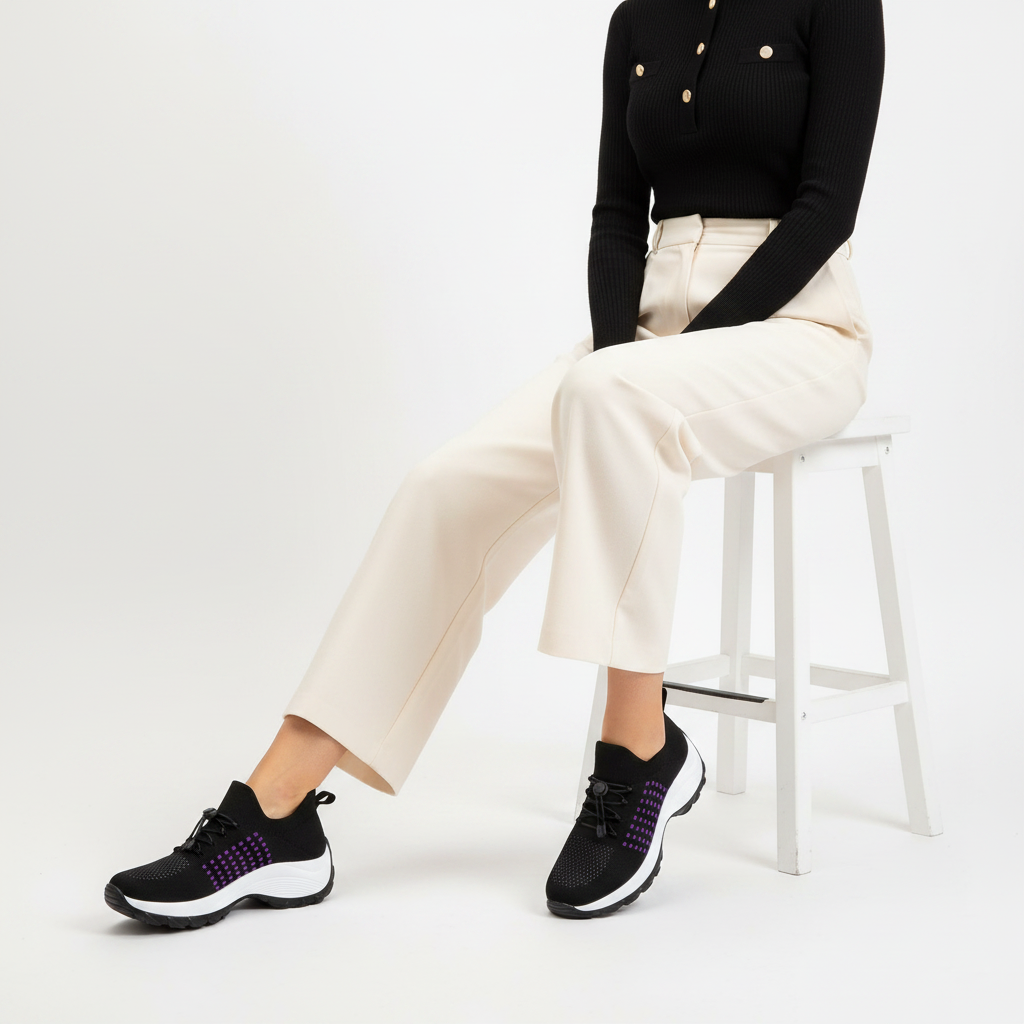 Sneaker noire violette femme - 2
